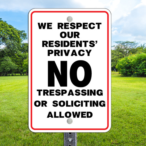 12"x 18" Aluminum Sign: Residents Privacy
