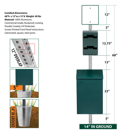 Aluminum Low Profile Dog Waste Station - Meets ADA Requirements