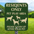 10"x 12" Aluminum Sign: Residents Only Pet Area