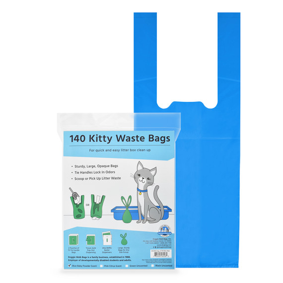 140 Cat litter bags with easy tie handles