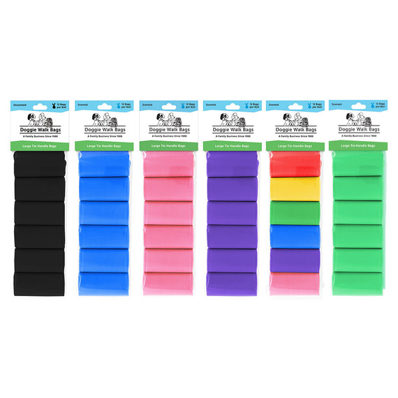 Wholesale Case Pack - Tie-Handle Dog Waste Bags ( Assorted Colors & Scents)