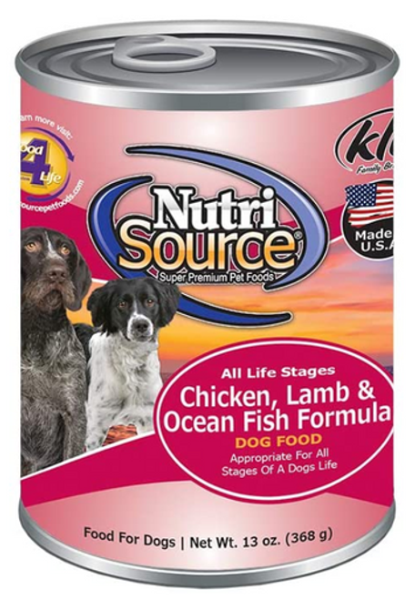 Nutrisource Chicken, Lamb & Ocean Fish All Life Stages Canned Dog Food