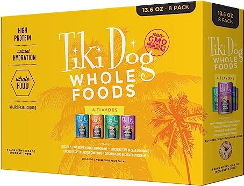 Tiki Whole Food Grain-Free Shredded Canned Dog Food Variety Pack 13.6 oz