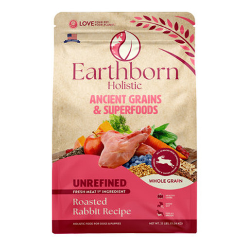 Earthborn Holistic Unrefined Roasted Rabbit with Ancient Grains & Superfoods Dry Dog Food 25 lb