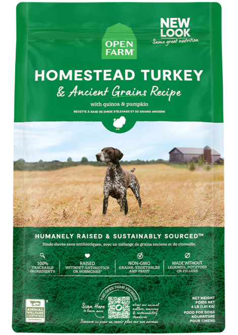 Open Farm Homestead Turkey & Ancient Grains Dry Dog Food 22 lb