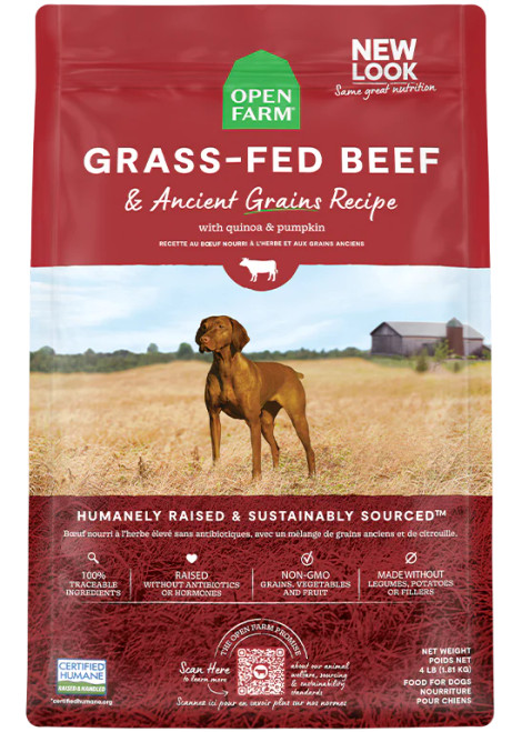 Open Farm Grass-Fed Beef & Ancient Grains Dry Dog Food 22 lb