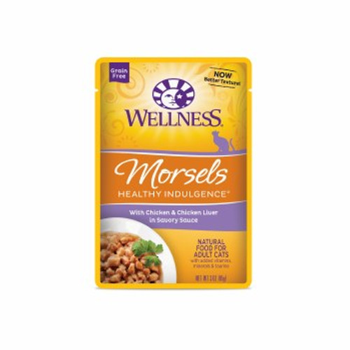 Wellness Healthy Indulgence Morsels with Chicken & Chicken Liver in Savory Sauce Wet Cat Food Pouch