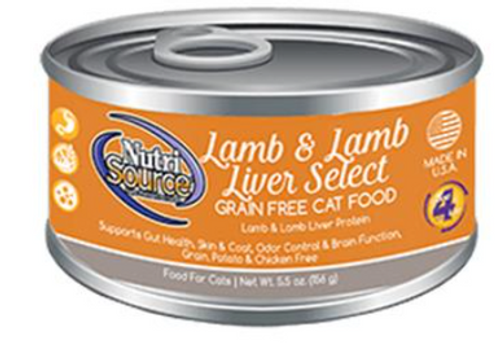 Nutrisource Lamb & Lamb Liver Select Grain-Free Canned Cat Food