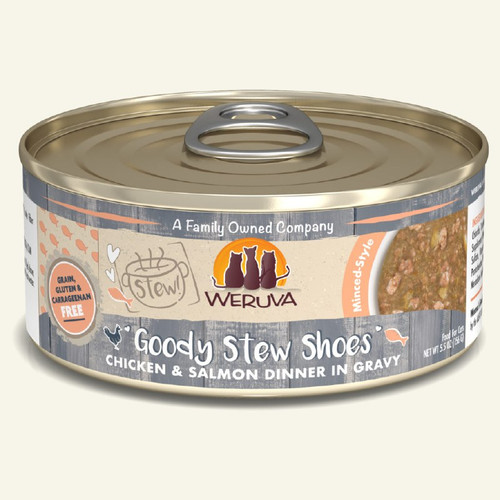 Weruva Classic Cat Goody Stew Shoes Chicken & Salmon in Gravy Grain-Free Canned Cat Food