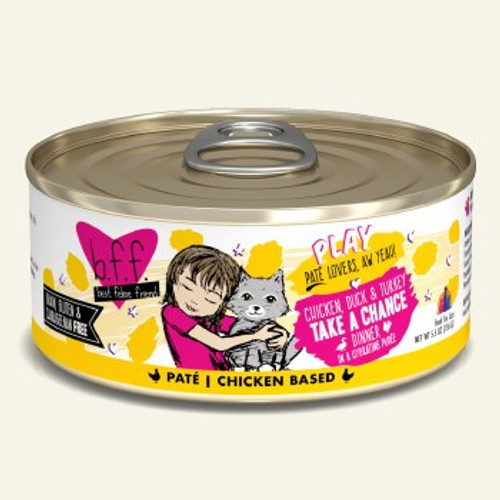 Weruva B.F.F. Play Pate Lovers Chicken, Duck & Turkey Take a Chance Dinner in a Hydrating Puree Canned Cat Food