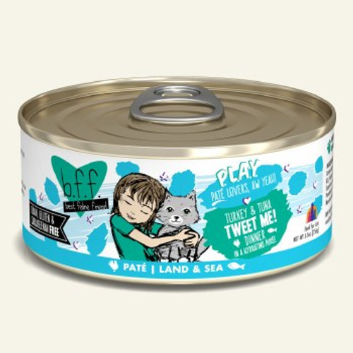 Weruva B.F.F. Play Pate Turkey & Tuna Tweet Me! Dinner in a Hydrating Puree Canned Cat Food