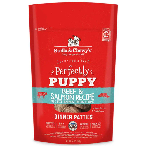 Stella & Chewy's Perfectly Puppy Beef & Salmon Freeze-Dried Raw Dinner Patties for Dogs 14 oz