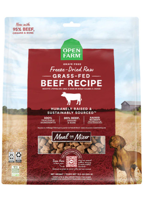 Open Farm Grass-Fed Beef Freeze-Dried Raw Dog Food 13.5 oz