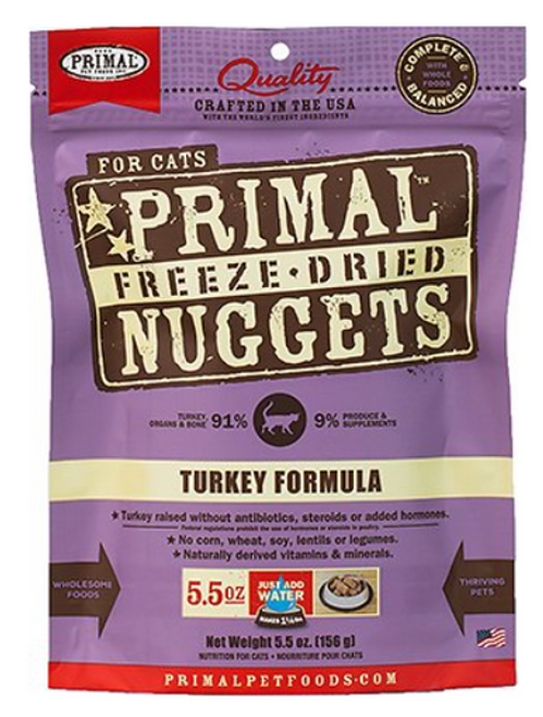 Primal Freeze-Dried Raw Turkey Nuggets Cat Food