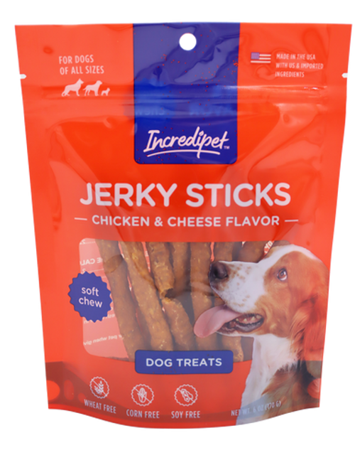 Incredipet Chicken & Cheese Flavored Jerky Sticks Dog Treats 6 oz