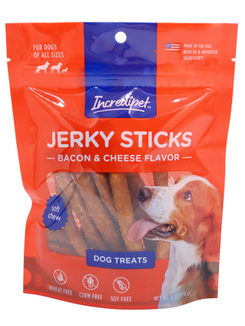 Incredipet Bacon & Cheese Flavored Jerky Sticks Dog Treats 6 oz