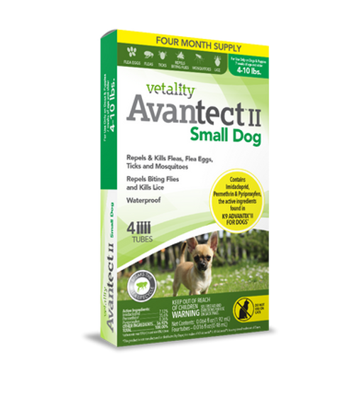 Vetality Avantect ll for Dogs, Repels & Kills Fleas, Flea Eggs, Ticks and Mosquitoes- 4 pack
