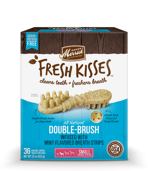 Merrick Fresh Kisses Mint-Flavored Small Double-Brush Dental Dog Treats