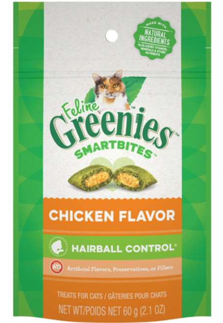 Greenies Smartbites Hairball Control Chicken Flavor Cat Treats 2.1 oz