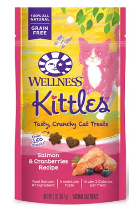 Wellness Kittles Grain-Free Salmon & Cranberries Recipe Crunchy Cat Treats 2 oz