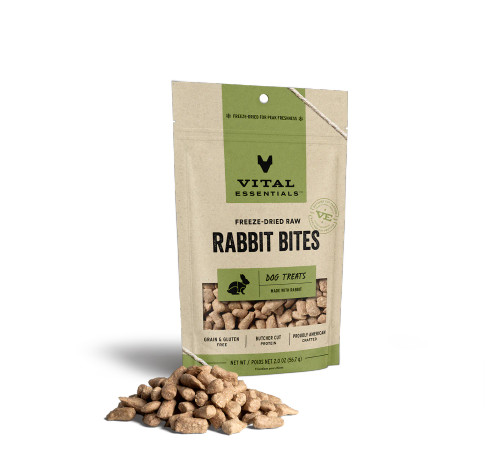 Vital Essentials Rabbit Bites Freeze-Dried Grain-Free Dog Treats 2 oz