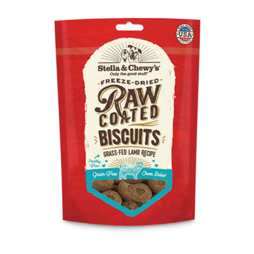 Stella & Chewy's Raw Coated Biscuits Grass-Fed Lamb Recipe Freeze-Dried Grain-Free Dog Treats 9 oz
