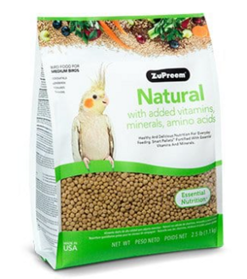 Zupreem Natural with Added Vitamins, Minerals and Amino Acids for Cockatiels 2.5 lb