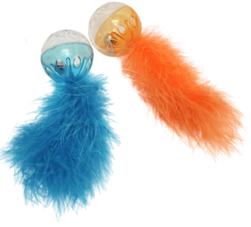 Incredipet Ball with Feather Cat Toy 2 pk