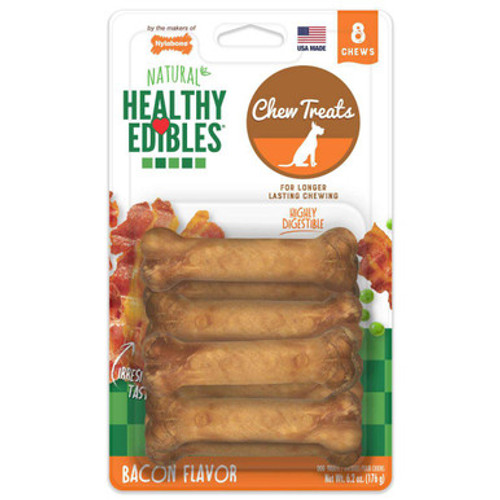 Nylabone Healthy Edibles All-Natural Long Lasting Bacon Flavor Chew Dog Treats, Petite