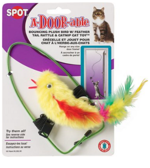 Spot Ethical Pet A-Door-Able Bouncing Feather Bird Cat Toy 