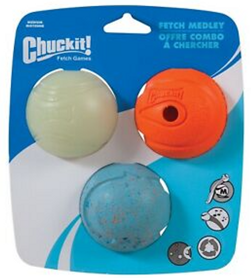 Chuckit Fetch Medley Assorted Dog Balls 3 pk