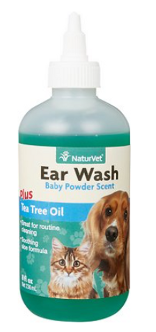 Naturvet Aloe & Baby Powder Scent Dog & Cat Ear Wash 8 oz