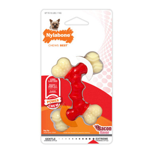 Nylabone Power Chew Double Bone Bacon Flavored Dog Chew Toy Petite