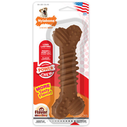 Nylabone Power Chew Textured Bacon Flavored Dog Bone Chew Toy Souper