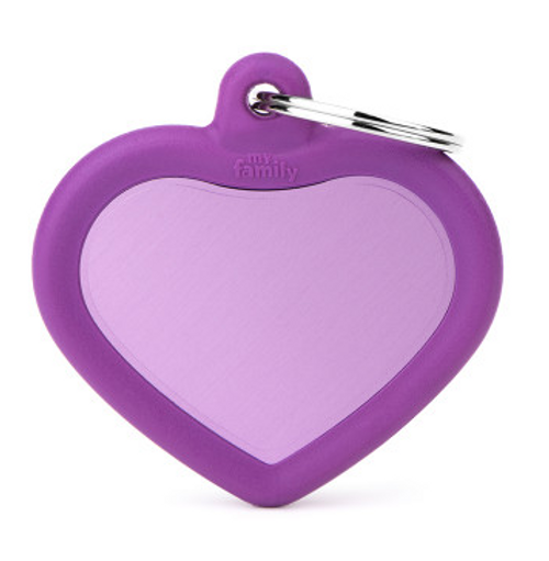 Myfamily Hushtag Aluminum Purple Heart Personalized Dog ID Tag 