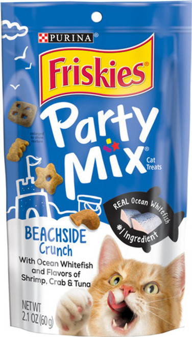 Purina Friskies Beachside Party Mix Crunch Ocean Whitefish Cat Treats 2.1 oz