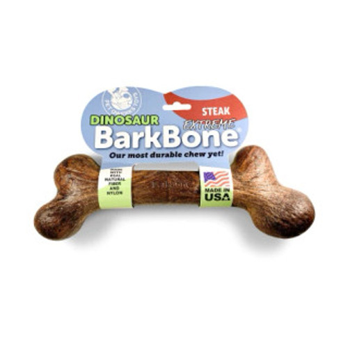 Pet Qwerks Extreme Steak Dinosaur BarkBone Nylon Dog Chew Toy