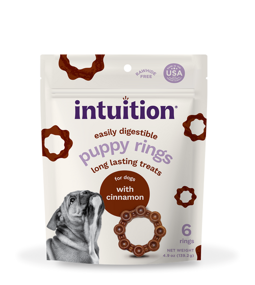 Intuition Puppy Rings, Rawhide-Free, Long-Lasting Cinnamon Flavor Dog Chew Treats 6 ct