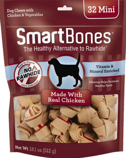 Smartbones Rawhide-Free With Real Chicken Mini Bones For Dogs 24 ct