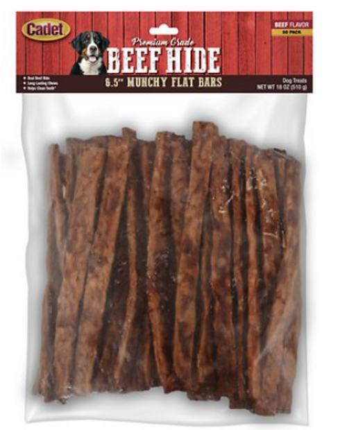 Cadet Gourmet Munchy Flat Strips Rawhide Dog Treats 50 ct