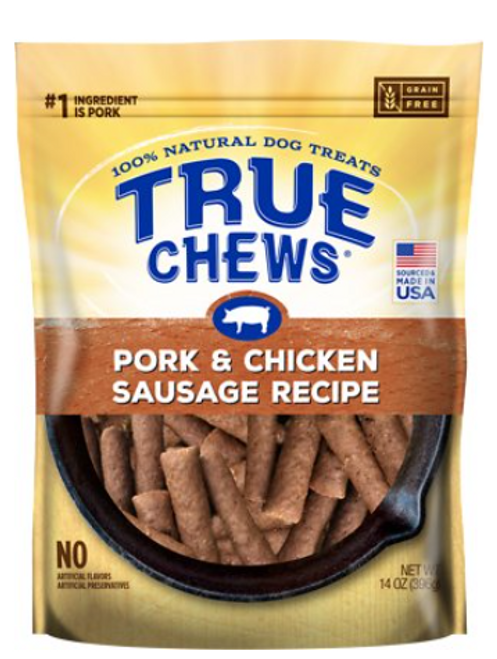 True Chews Pork & Chicken Sausage Recipe Dog Treats 14 oz