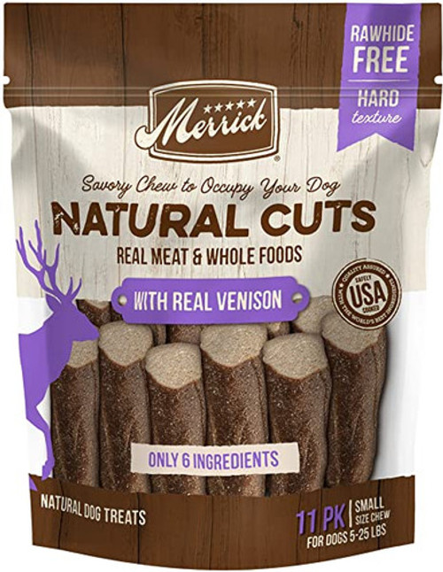 Merrick Natural Cuts Real Venison Flavor Rawhide-Free Small Size Dog Treats 8.4 oz
