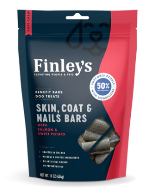 Finley's Skin, Coat & Nails Soft Chew Benefit Bars Dog Treats 16 oz