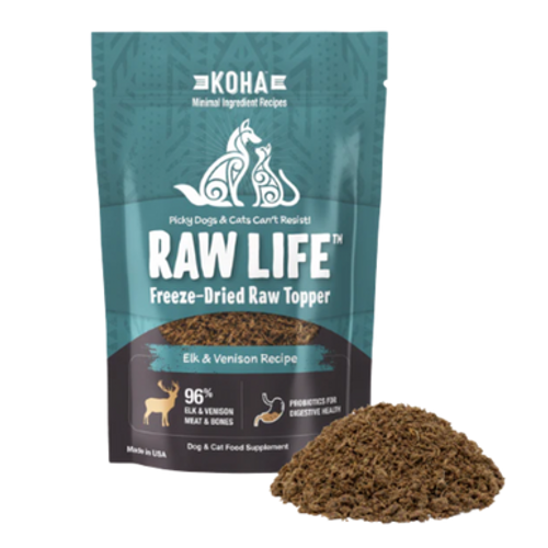 Koha Raw Life Freeze-Dried Raw Topper Elk & Venison Recipe for Dogs & Cats 8 oz