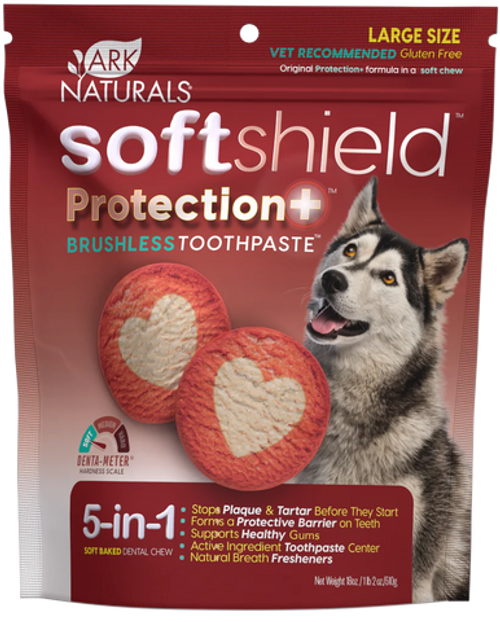 Ark Naturals Brushless Toothpaste Soft Shield Protection+ Large Dental Dog Treats 18 oz