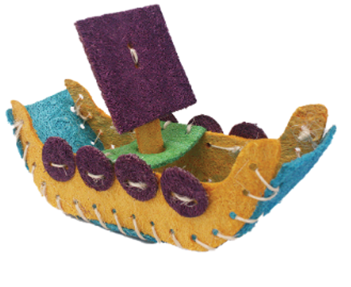 A&E Nibbles Loofah Boat Small Animal Chew Toy 