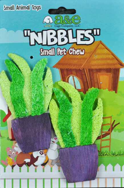 A&E Nibbles Loofah Potted Plant Small Animal Chew Toy 