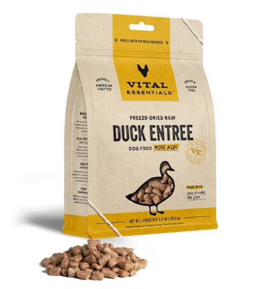 Vital Essentials Freeze-Dried Raw Duck Entrée Mini Nibs Dog Food 5.5 oz