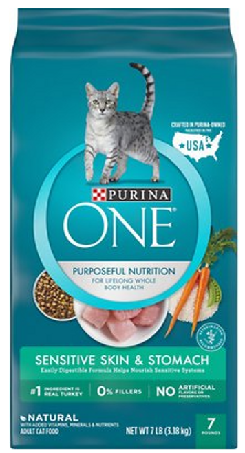 Purina ONE Sensitive Skin & Stomach Dry Cat Food 7 lb