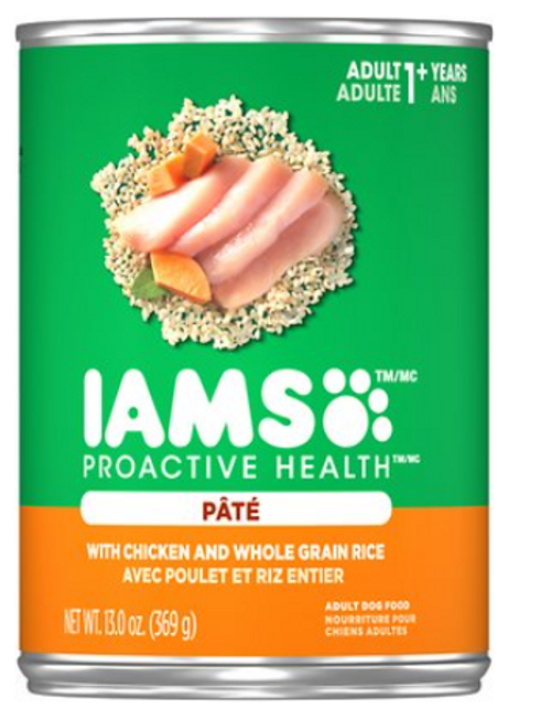Iams Proactive Health Adult With Chicken & Rice Pate Canned Dog Food